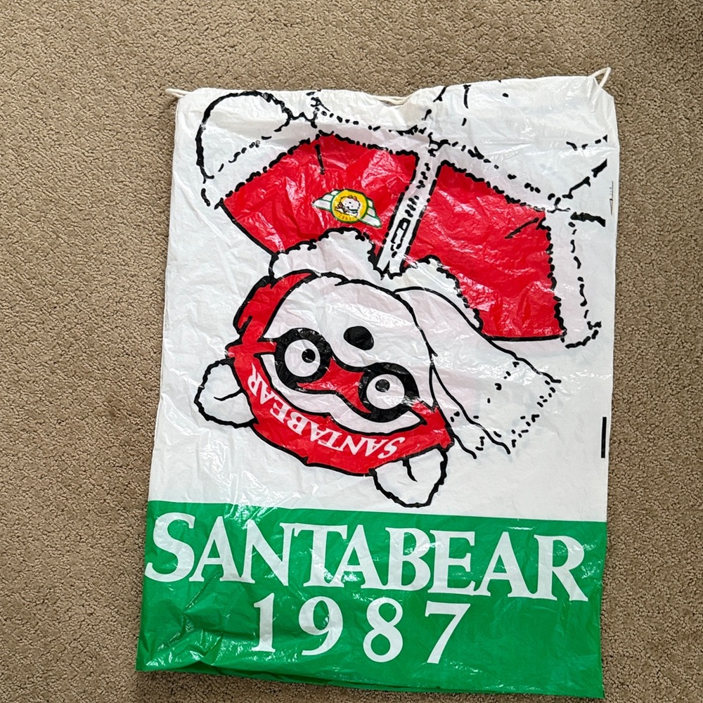 Santabear 1987 Red and Green Bag